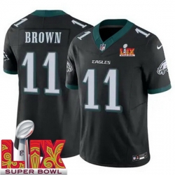 Youth Philadelphia Eagles A.J. Brown #11 Black 2024 2025 Super Bowl LIX F U S E Stitched NFL Jersey