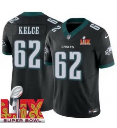 Youth Philadelphia Eagles Jason Kelce #62 Black 2024 2025 Super Bowl LIX F U S E Stitched NFL Jersey