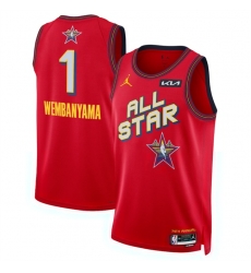 Men 2025 All Star 1 Victor Wembanyama Red Stitched Basketball Jersey