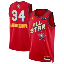 Men 2025 All Star 34 Giannis Antetokounmpo Red Stitched Basketball Jersey