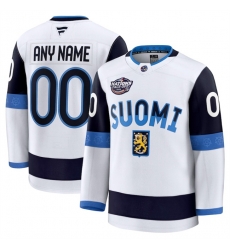 Men Finland Active Player Custom White 2025 4 Nations Face Off Premium Stitched Jersey