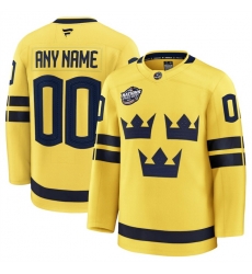 Men Sweden Active Player Custom Yellow 2025 4 Nations Face Off Premium Stitched Jersey