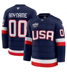 Men USA Active Player Custom Navy 2025 4 Nations Face Off Stitched Jersey